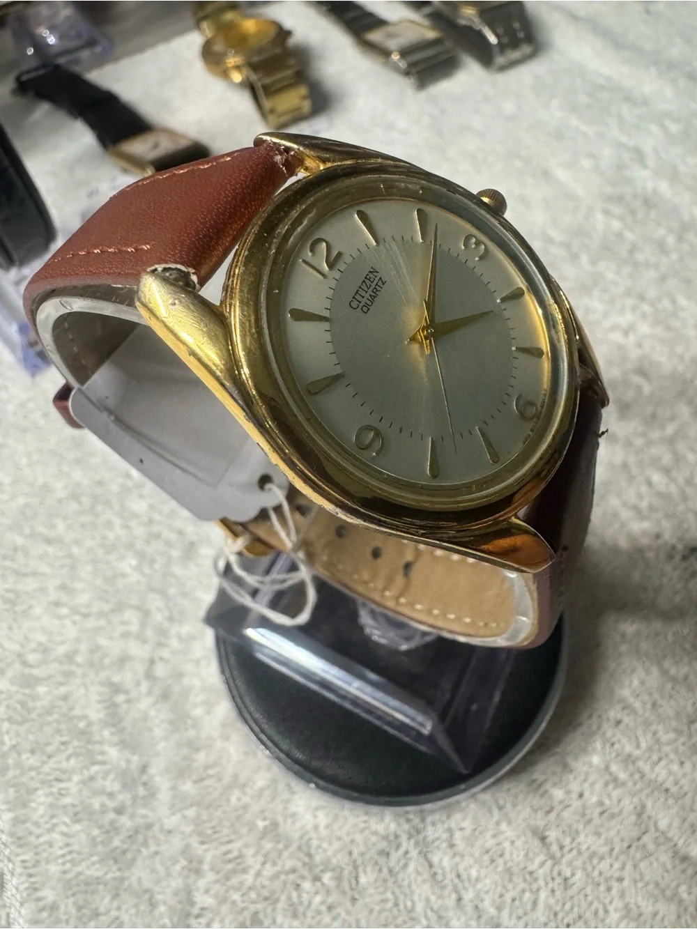Citizen Gold-Tone Case Watch with Brown Leather Strap